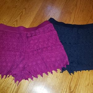 2 pairs Express crochet shorts